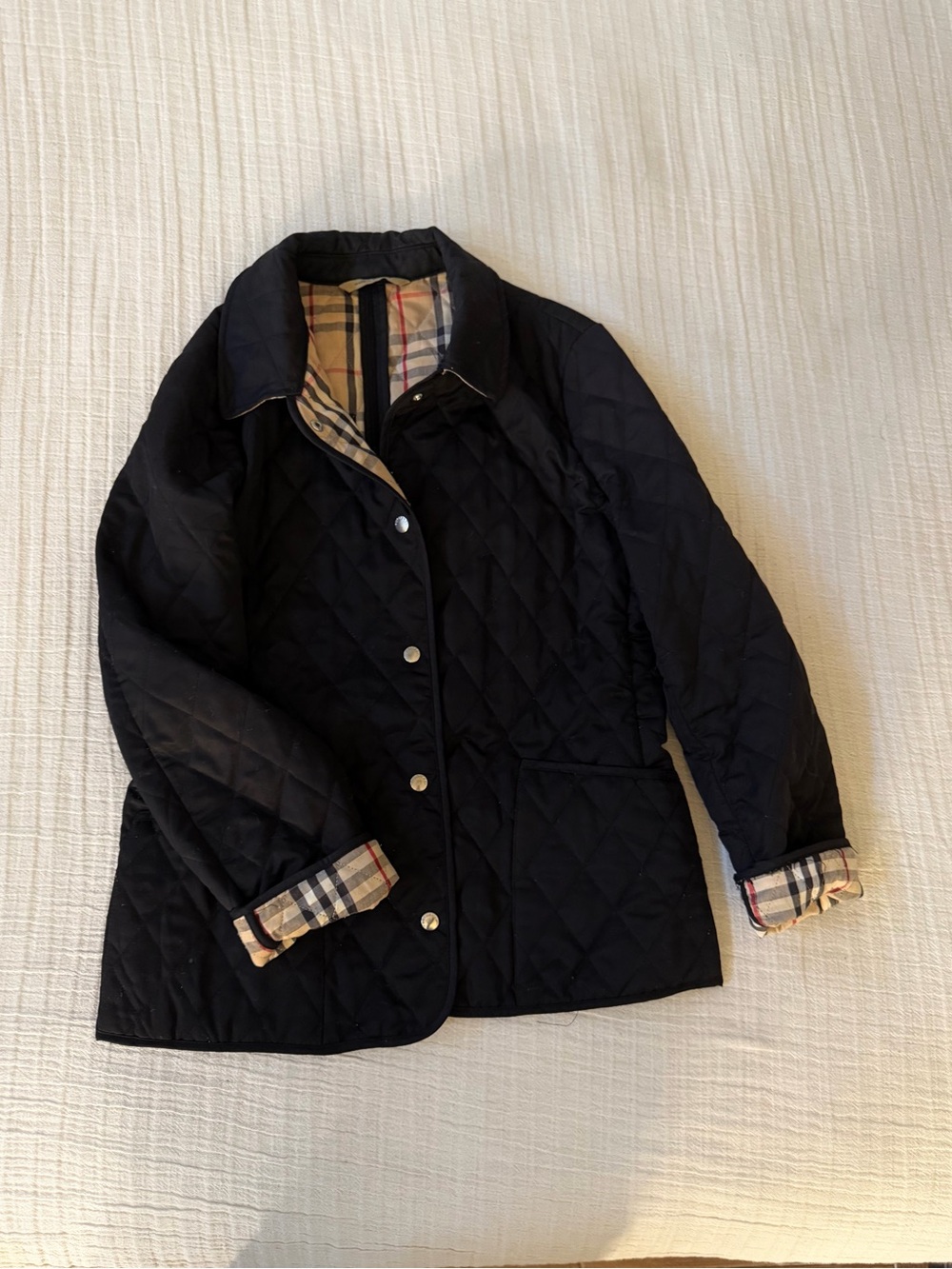 Burberry Black Quilted Utility Jacket with Signature Check Lining